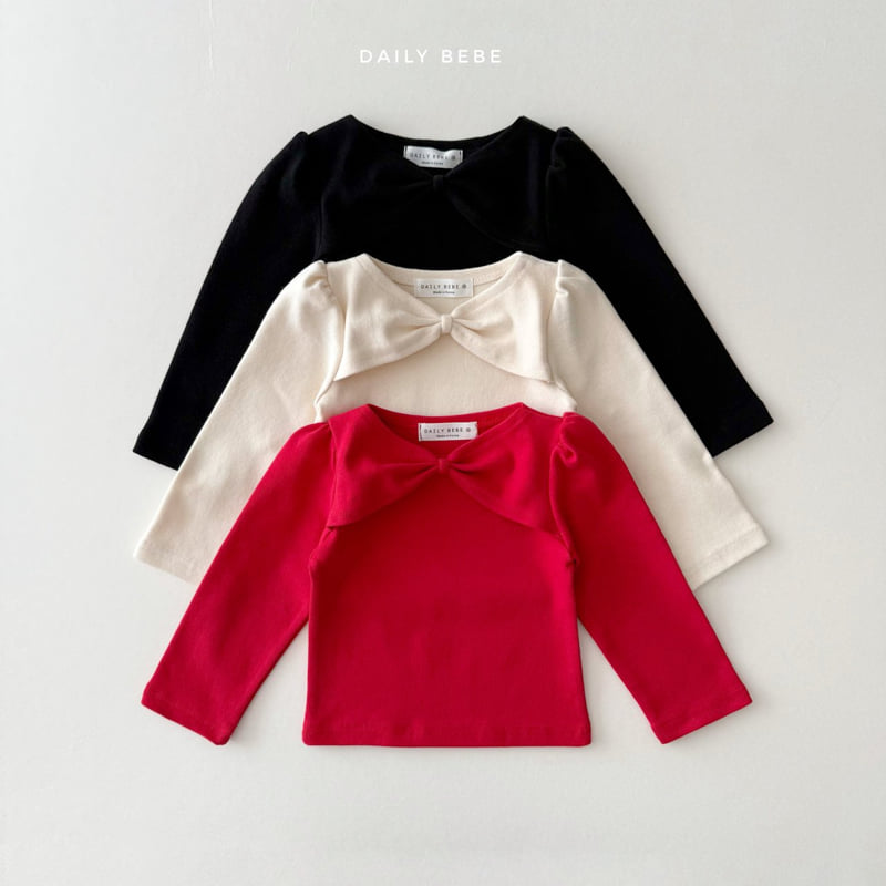 Daily Bebe - Korean Children Fashion - #toddlerclothing - Ribbon Shoulder Tee