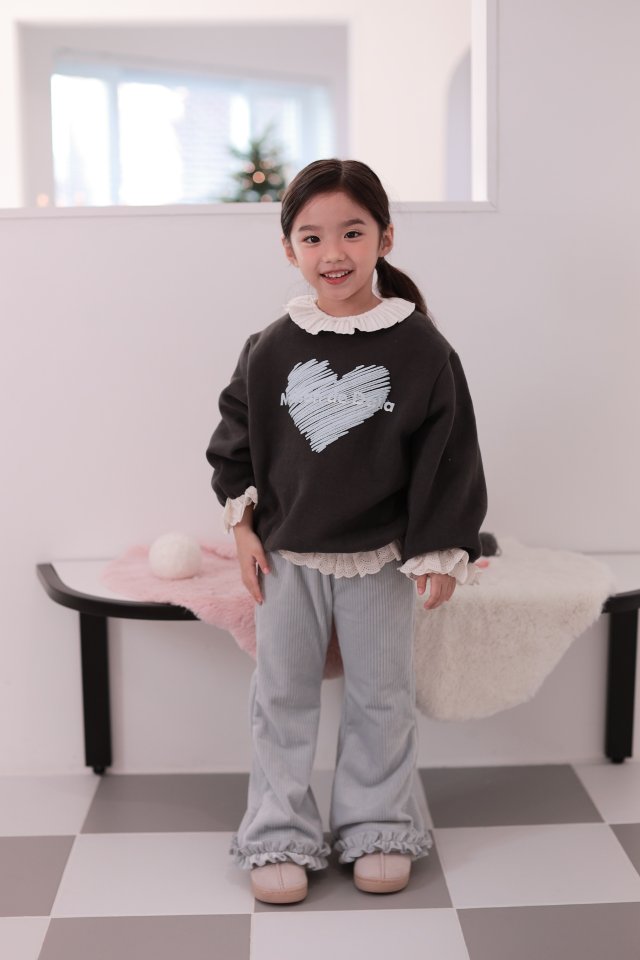 Dalla - Korean Children Fashion - #Kfashion4kids - Love Lace Sweatshirt - 6