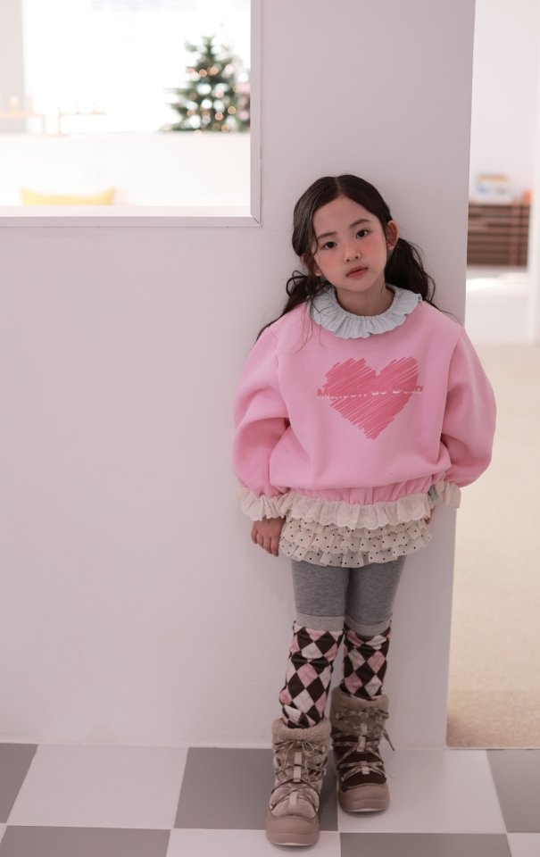 Dalla - Korean Children Fashion - #discoveringself - Love Lace Sweatshirt