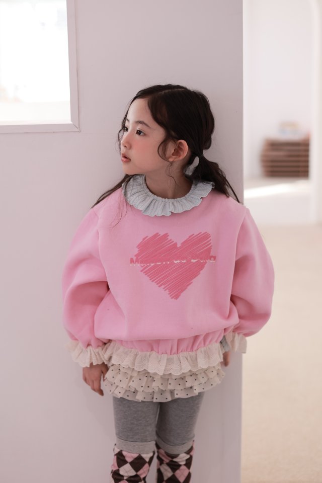 Dalla - Korean Children Fashion - #fashionkids - Love Lace Sweatshirt - 2