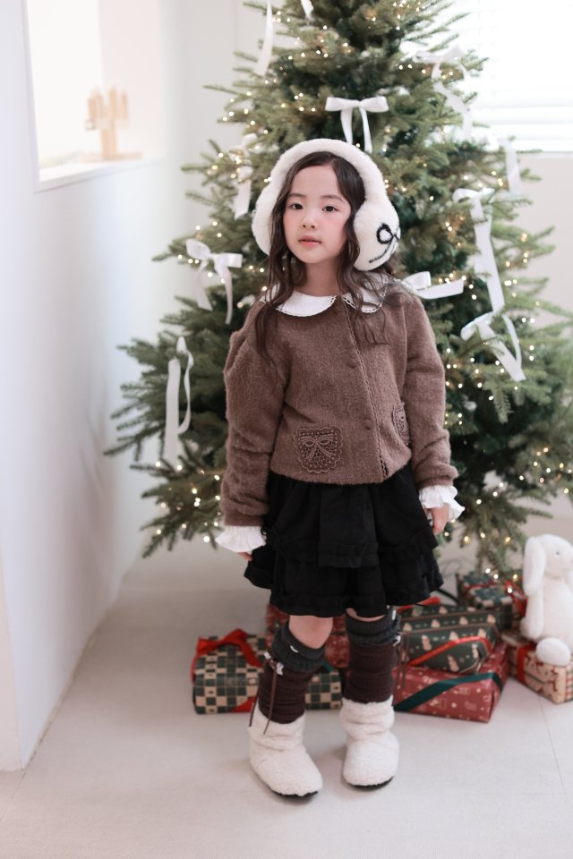 Dalla - Korean Children Fashion - #kidsshorts - Scarf Angora Cardigan - 10