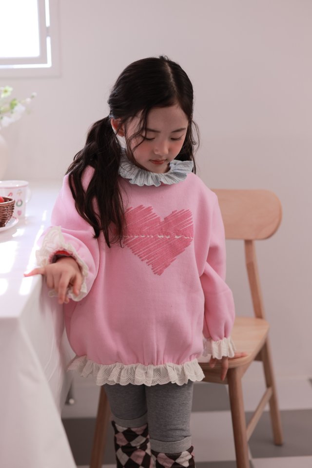 Dalla - Korean Children Fashion - #kidzfashiontrend - Love Lace Sweatshirt - 5