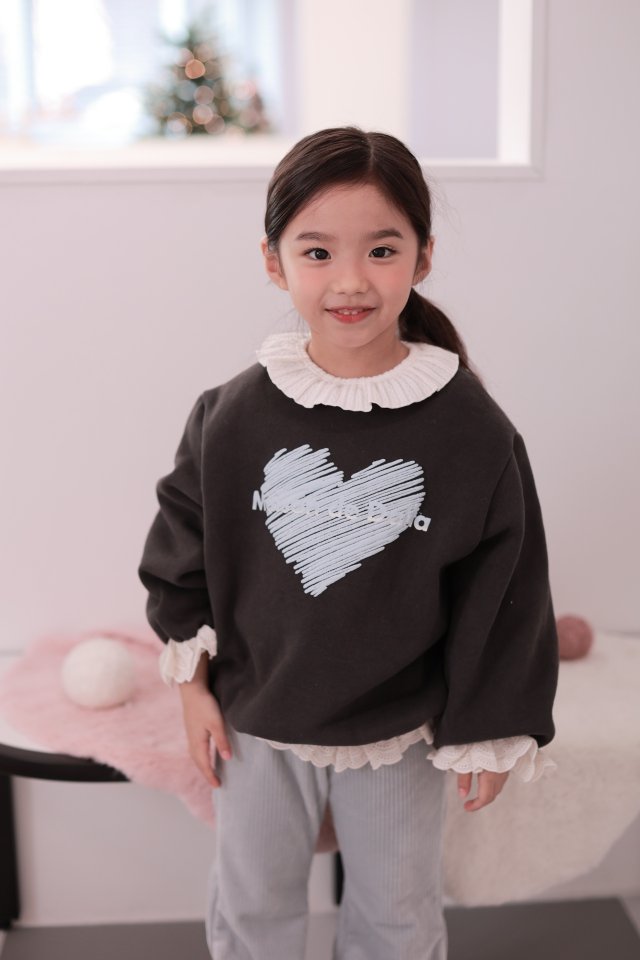 Dalla - Korean Children Fashion - #littlefashionista - Love Lace Sweatshirt - 7