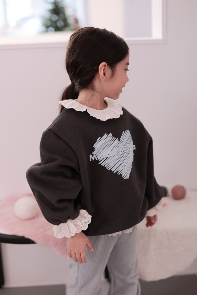Dalla - Korean Children Fashion - #magicofchildhood - Love Lace Sweatshirt - 8