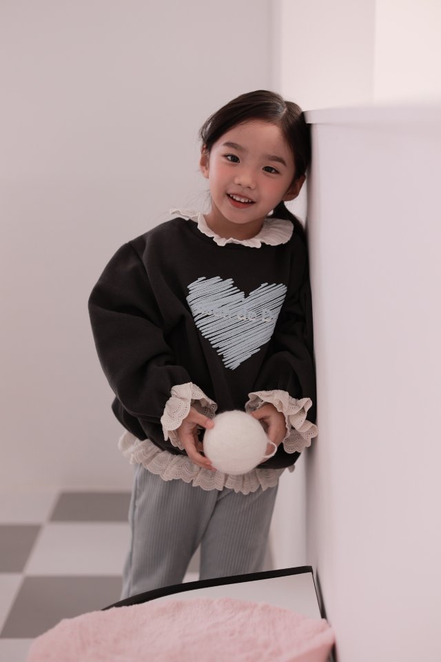 Dalla - Korean Children Fashion - #minifashionista - Love Lace Sweatshirt - 9