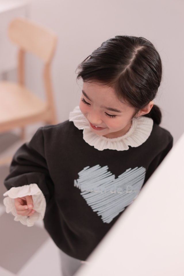 Dalla - Korean Children Fashion - #prettylittlegirls - Love Lace Sweatshirt - 10