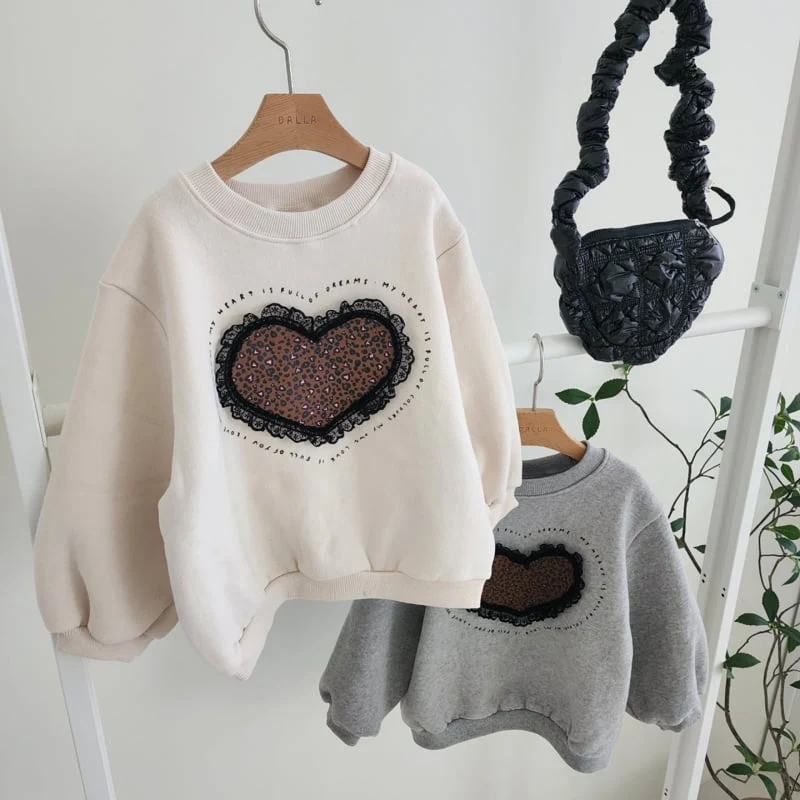 Dalla - Korean Children Fashion - #stylishchildhood - Leopard Heart Sweatshirt - 12