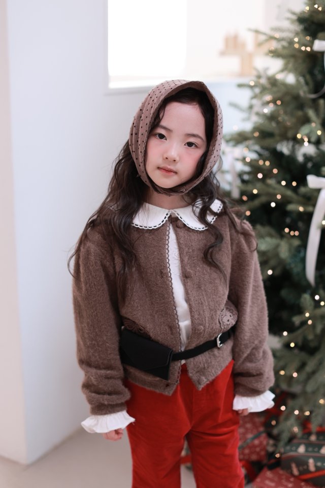 Dalla - Korean Children Fashion - #todddlerfashion - Scarf Angora Cardigan - 2