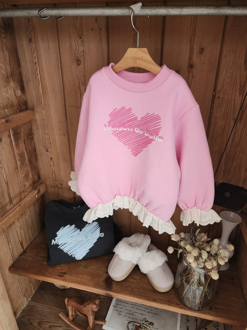 Dalla - Korean Children Fashion - #toddlerclothing - Love Lace Sweatshirt - 12