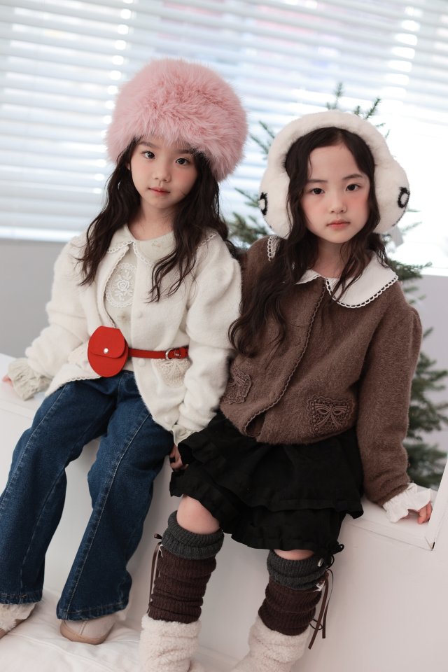 Dalla - Korean Children Fashion - #toddlerclothing - Scarf Angora Cardigan - 3
