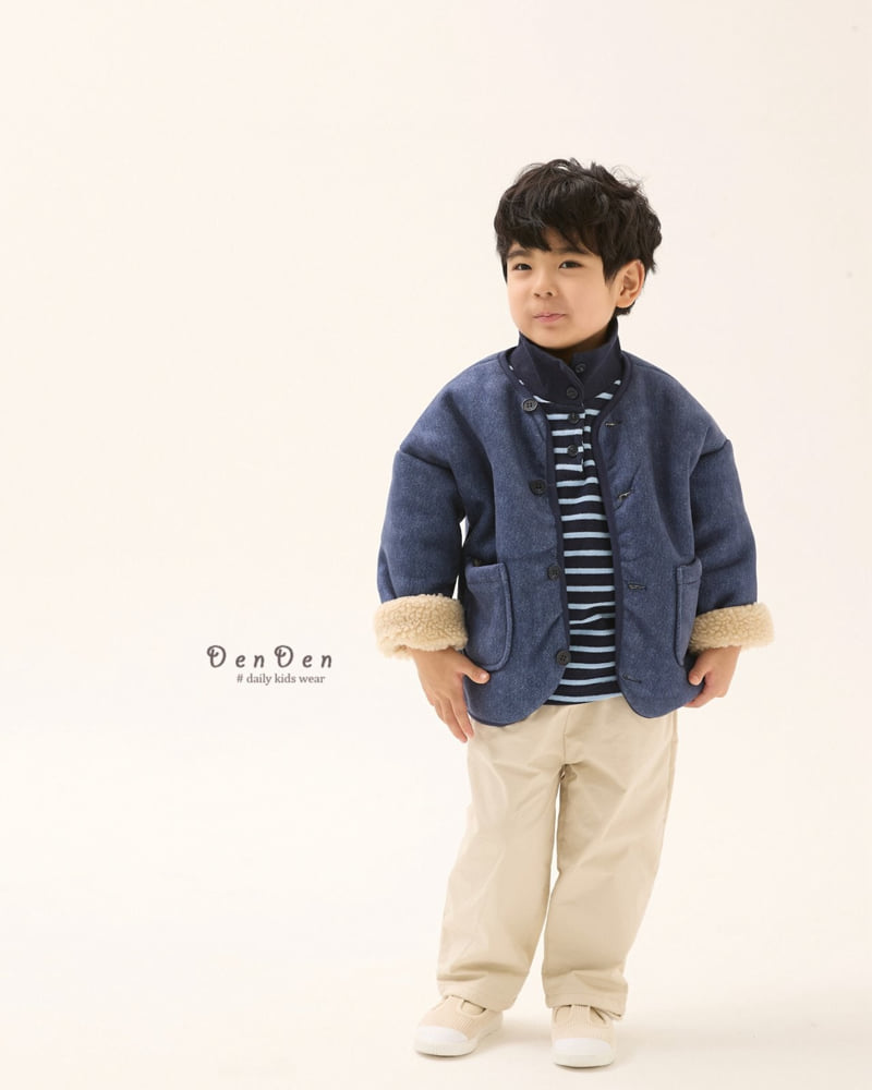 Denden - Korean Baby Fashion - #babyoninstagram - Denim Fleece Jacket - 3