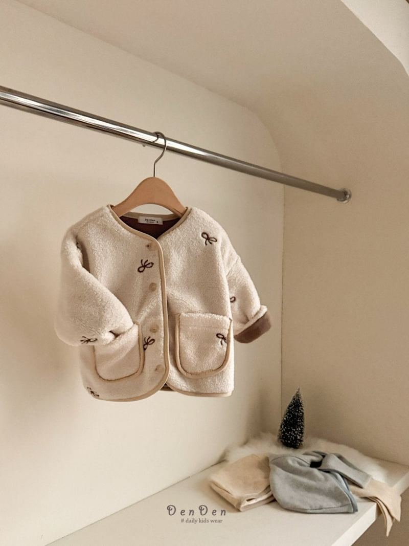 Denden - Korean Baby Fashion - #babyoninstagram - Ribbon Embroidery Jacket - 2