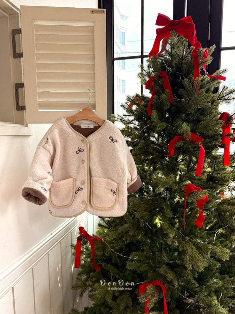 Denden - Korean Baby Fashion - #babyootd - Ribbon Embroidery Jacket - 3