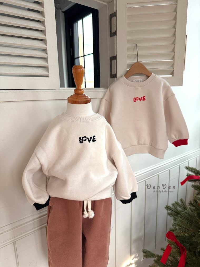 Denden - Korean Baby Fashion - #babyootd - Love Embroidery Tee - 5