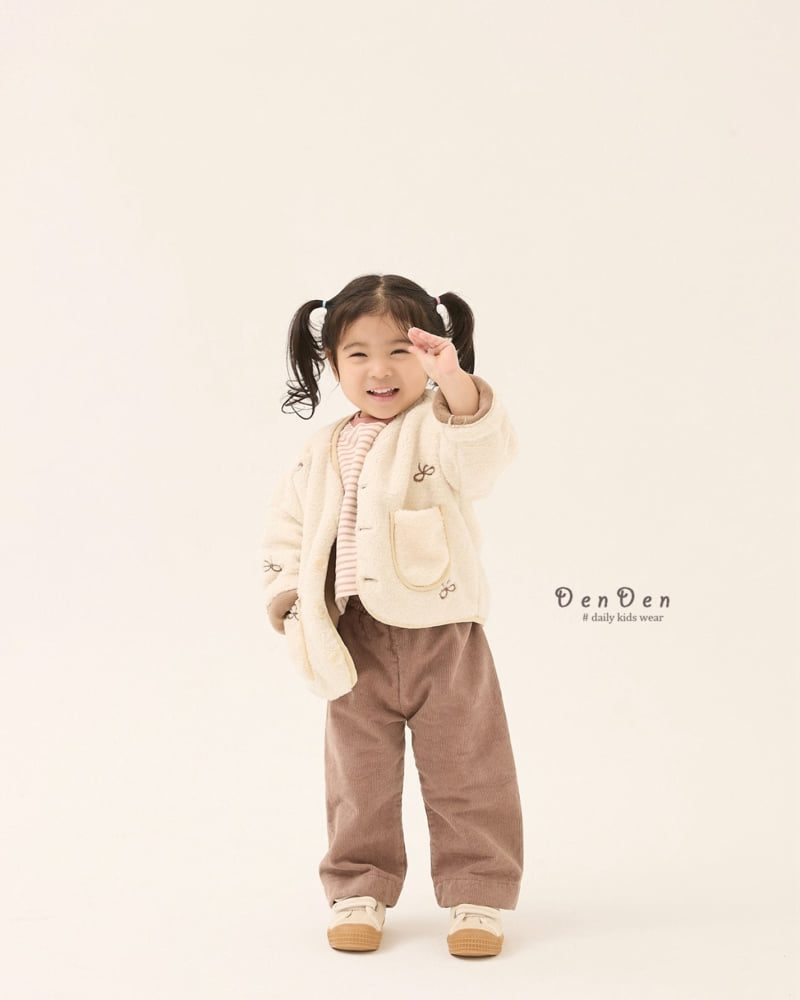 Denden - Korean Baby Fashion - #babyoutfit - Ribbon Embroidery Jacket - 5