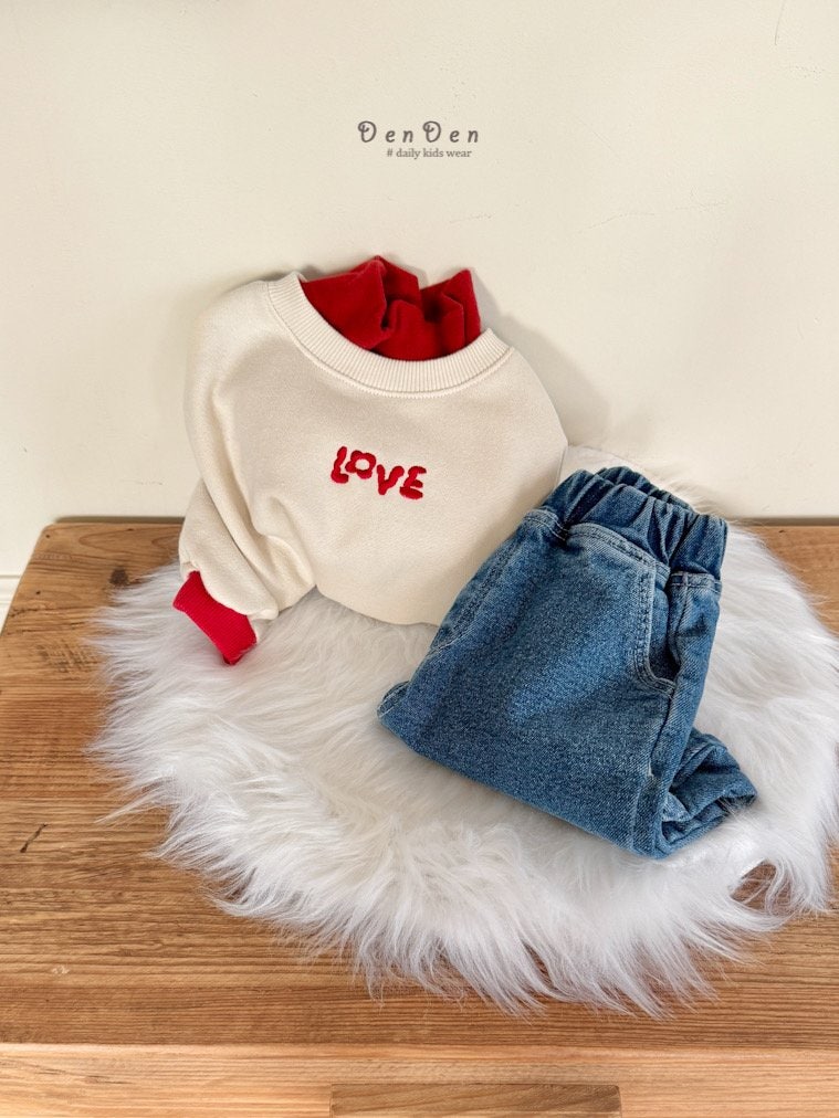 Denden - Korean Baby Fashion - #babyoutfit - Love Embroidery Tee - 7