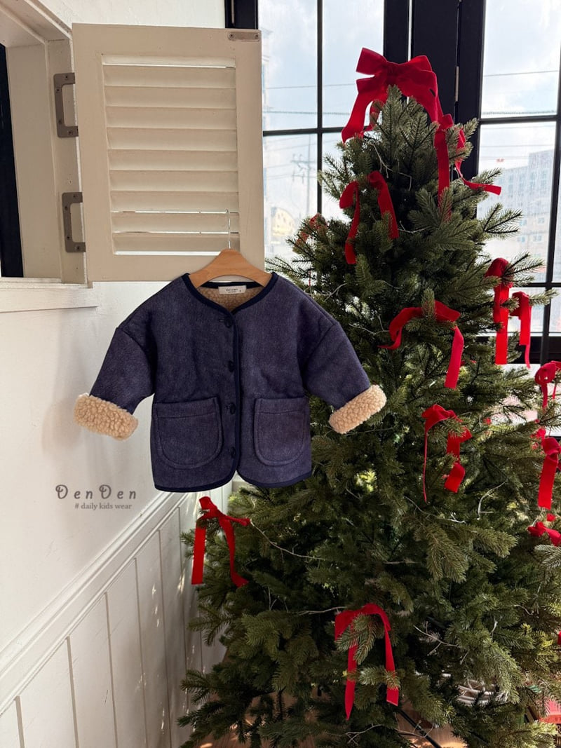 Denden - Korean Baby Fashion - #onlinebabyshop - Denim Fleece Jacket - 9