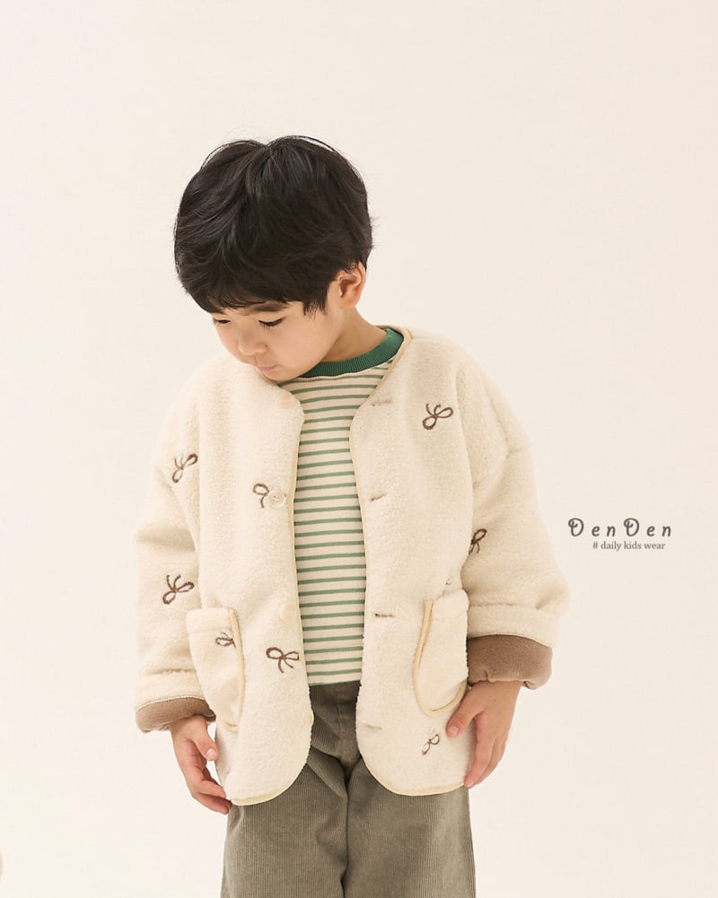 Denden - Korean Baby Fashion - #onlinebabyshop - Ribbon Embroidery Jacket - 8