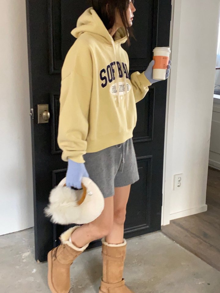 Diana - Korean Women Fashion - #momslook - Softball Fleece Hoodie - 11