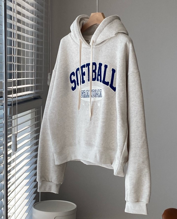 Diana - Korean Women Fashion - #momslook - Softball Fleece Hoodie - 3