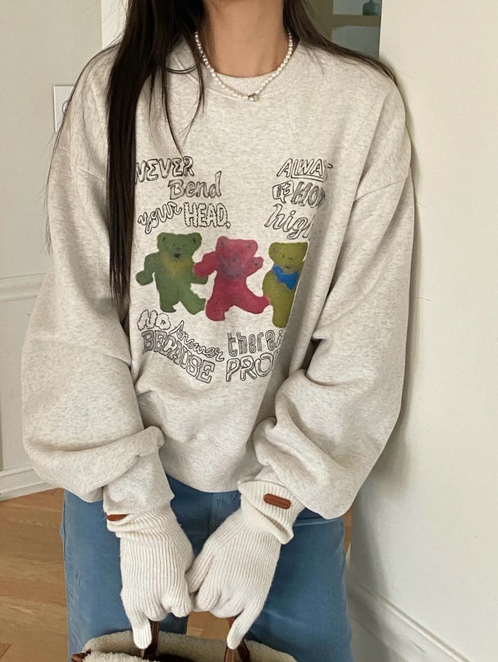 Diana - Korean Women Fashion - #restrostyle - Never Bear Sweatshirt