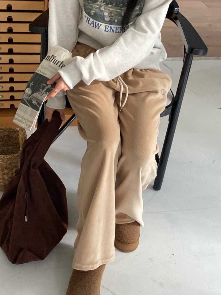 Diana - Korean Women Fashion - #womensfashion - Sand Velour Pants - 7