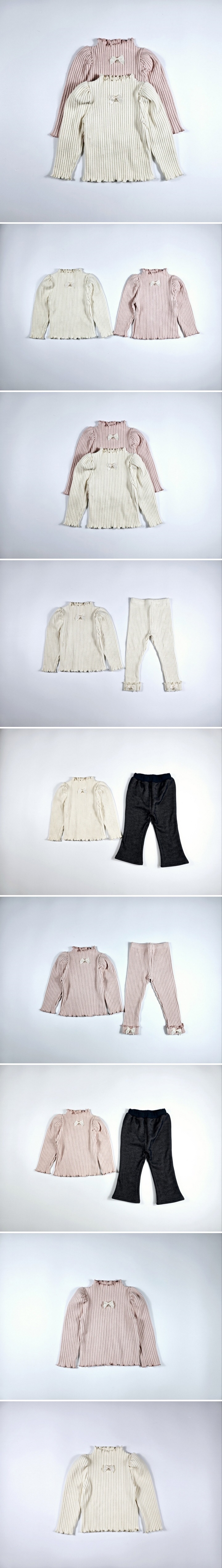 Dolphin - Korean Children Fashion - #kidsshorts - Peach Ribbed Balloon Tee