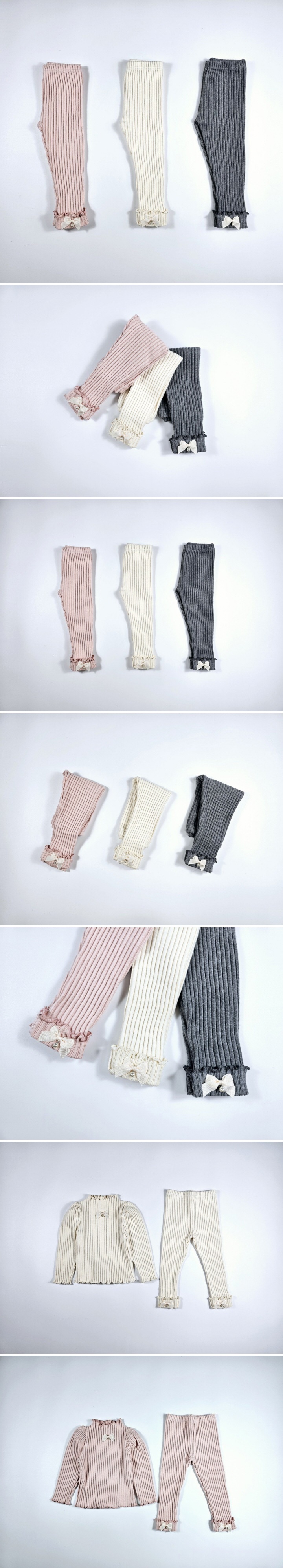 Dolphin - Korean Children Fashion - #minifashionista - Peach Ribbed Roll Up Leggings