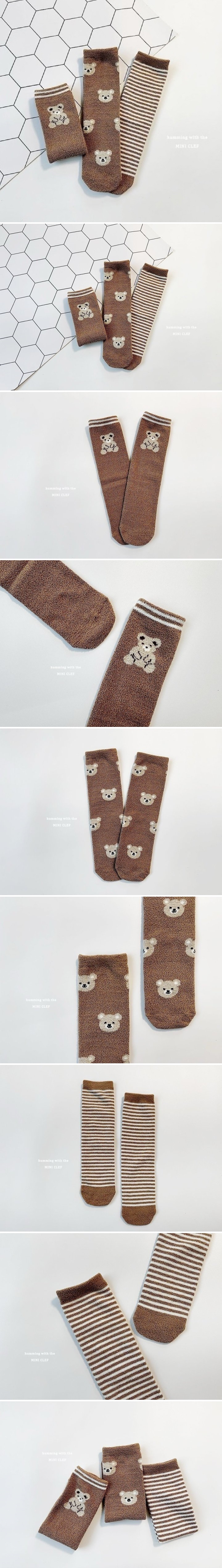 Dominico - Korean Children Fashion - #kidsshorts - Bear Fleece Socks