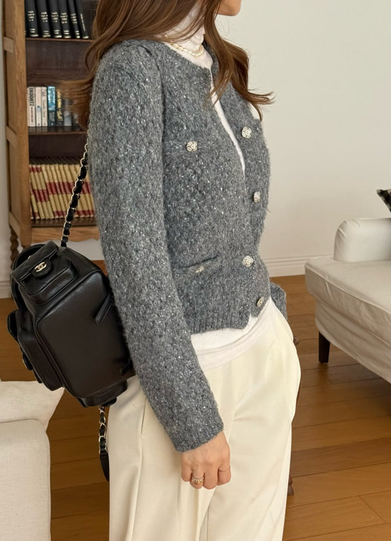 Elmu - Korean Women Fashion - #momslook - Harry Wool Sequin Cardigan - 10