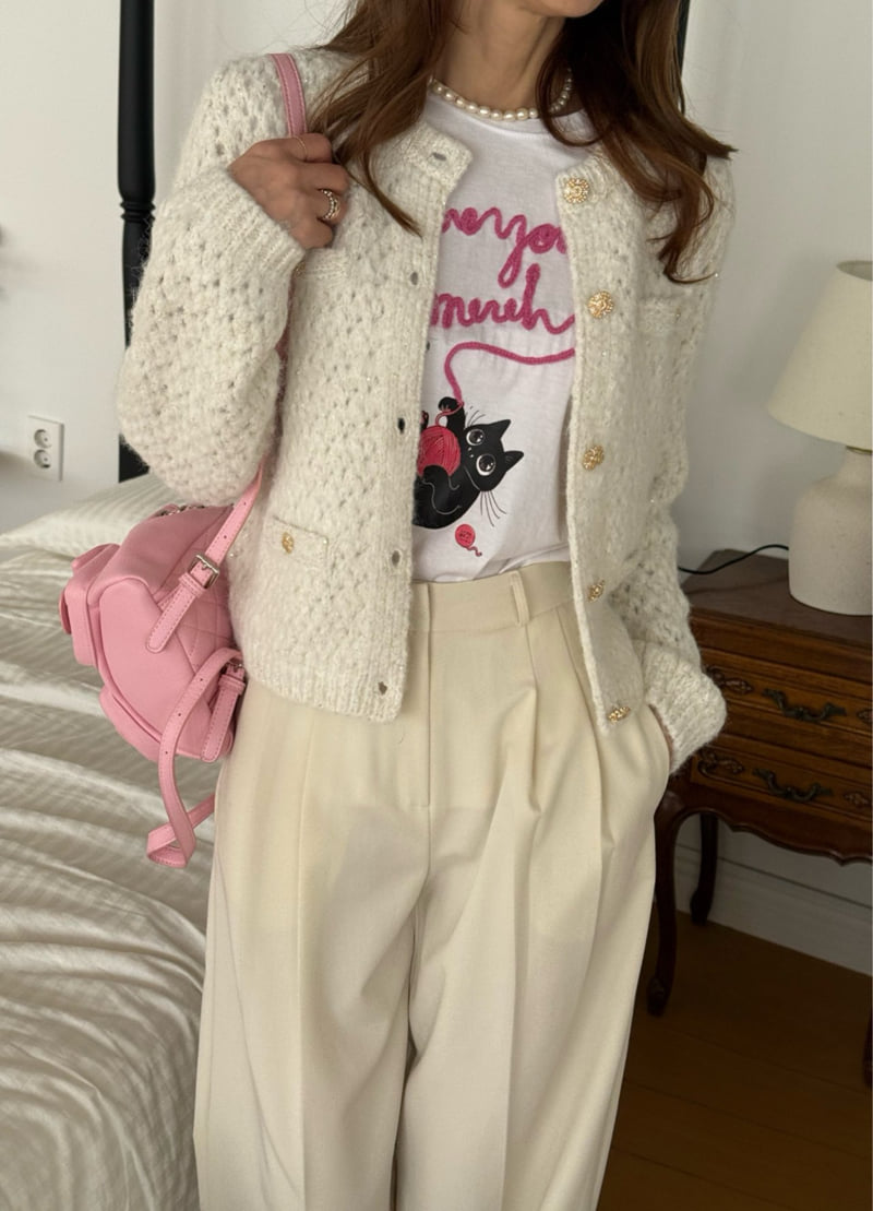 Elmu - Korean Women Fashion - #momslook - Harry Wool Sequin Cardigan - 6