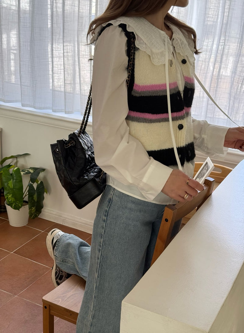 Elmu - Korean Women Fashion - #womensfashion - From Stripe Vest - 4