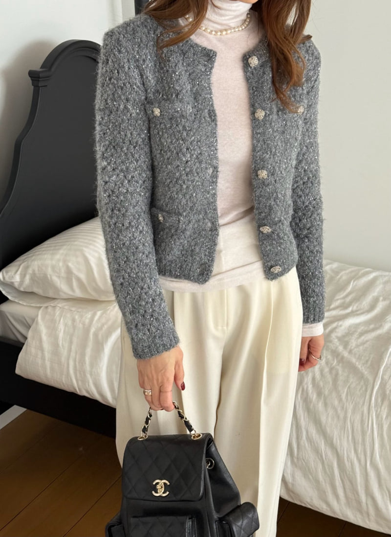 Elmu - Korean Women Fashion - #womensfashion - Harry Wool Sequin Cardigan - 11