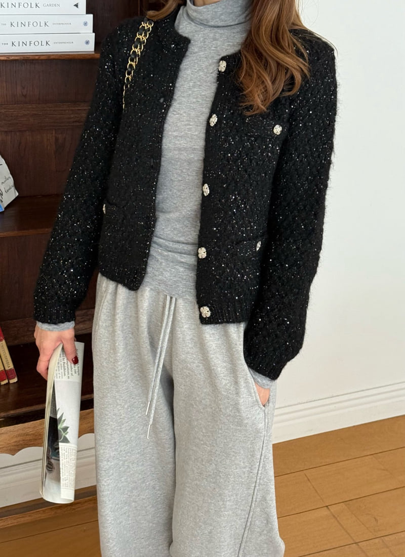 Elmu - Korean Women Fashion - #womensfashion - Harry Wool Sequin Cardigan - 7