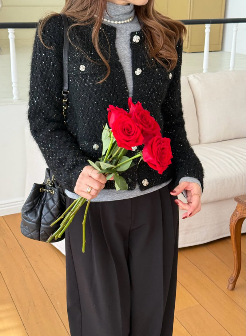 Elmu - Korean Women Fashion - #womensfashion - Harry Wool Sequin Cardigan - 9