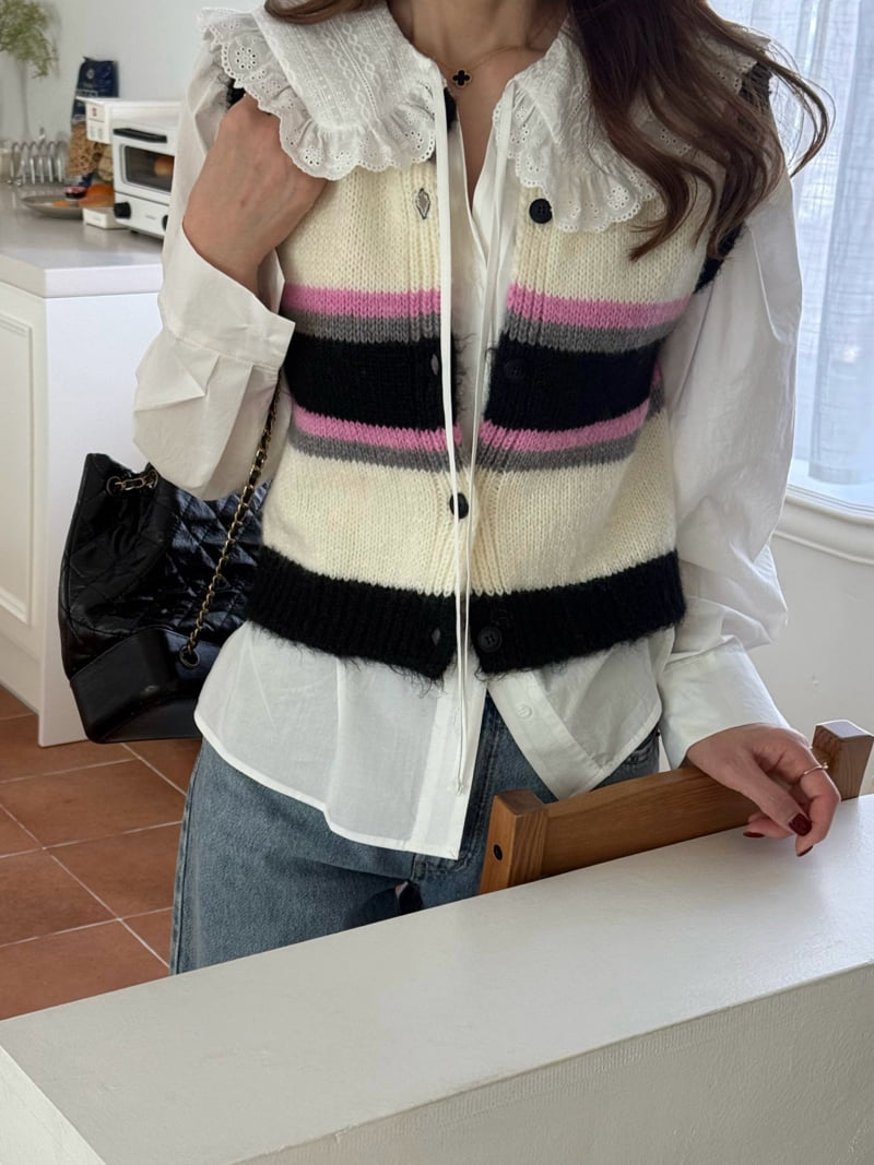 Elmu - Korean Women Fashion - #womensfashion - From Stripe Vest - 3