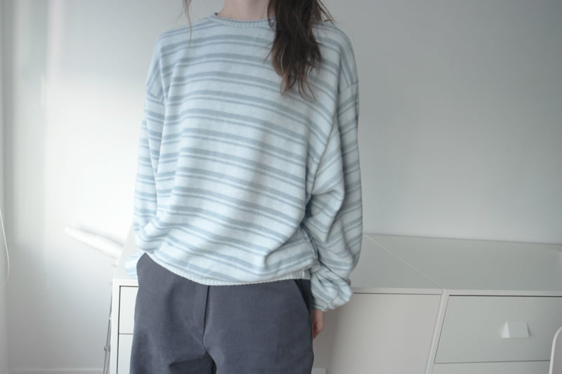 Enten - Korean Women Fashion - #womensfashion - Cozy Stripe Sweatshirt