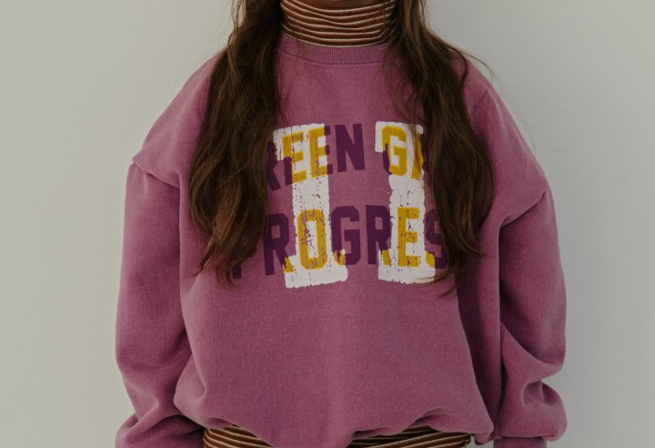 Erin J - Korean Children Fashion - #fashionkids - Lettering Pigment Sweatshirt - 10