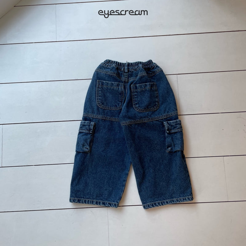 Eyescream - Korean Children Fashion - #kidsshorts - Open Cargo Denim Pants - 3