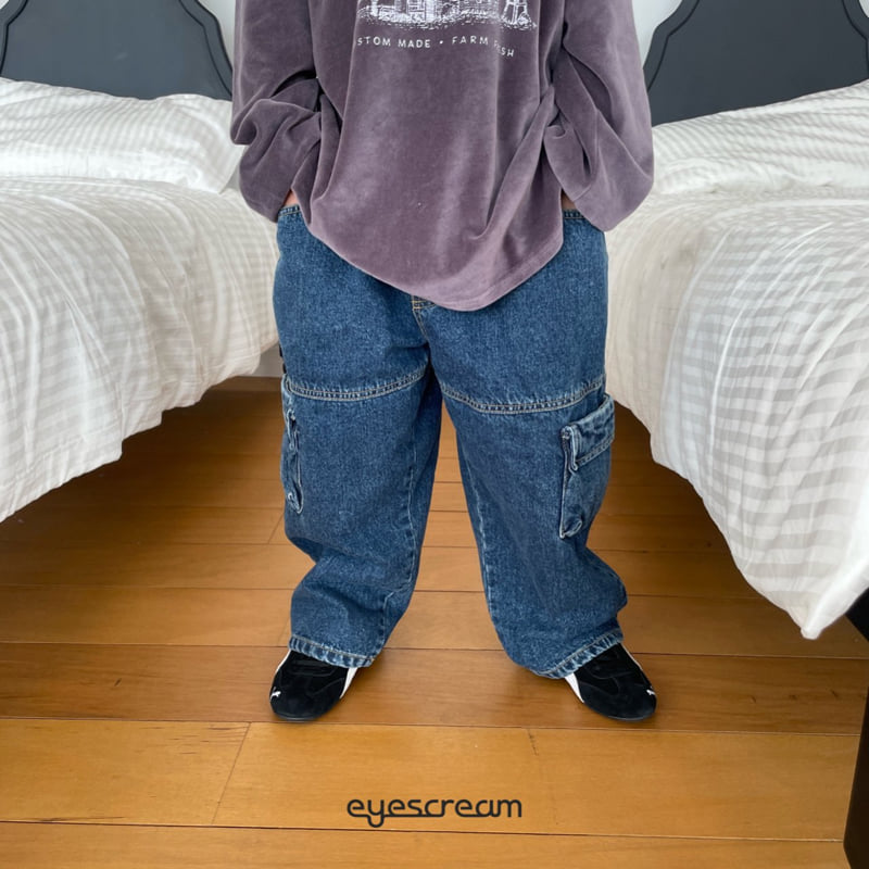 Eyescream - Korean Children Fashion - #kidsshorts - Open Cargo Denim Pants - 4