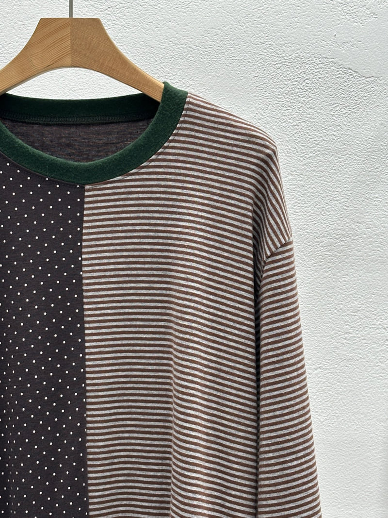 Flash - Korean Women Fashion - #momslook - Half Dot Half ST Sweatshirt - 2