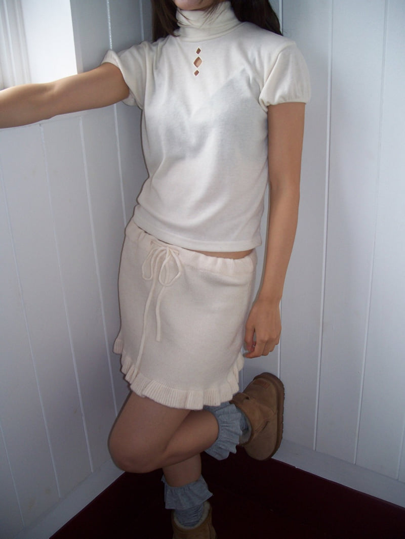 Flash - Korean Women Fashion - #momslook - Knit Frill Skirt Top - 3