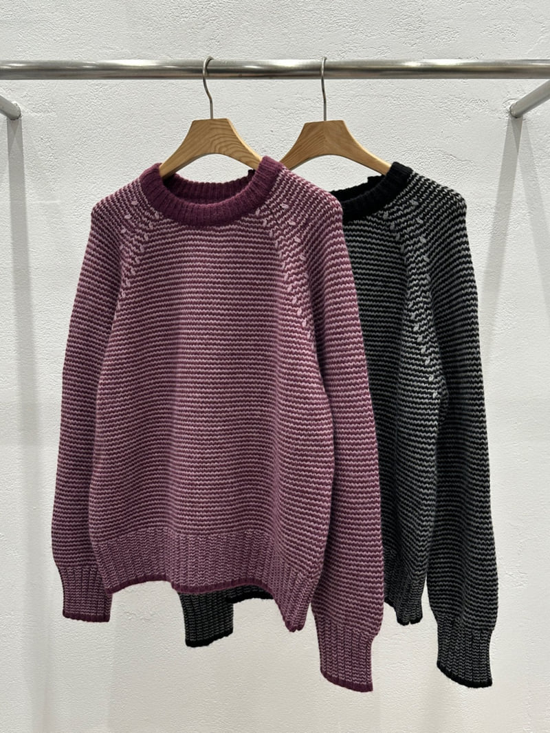 Flash - Korean Women Fashion - #momslook - Cover Stripe Knit