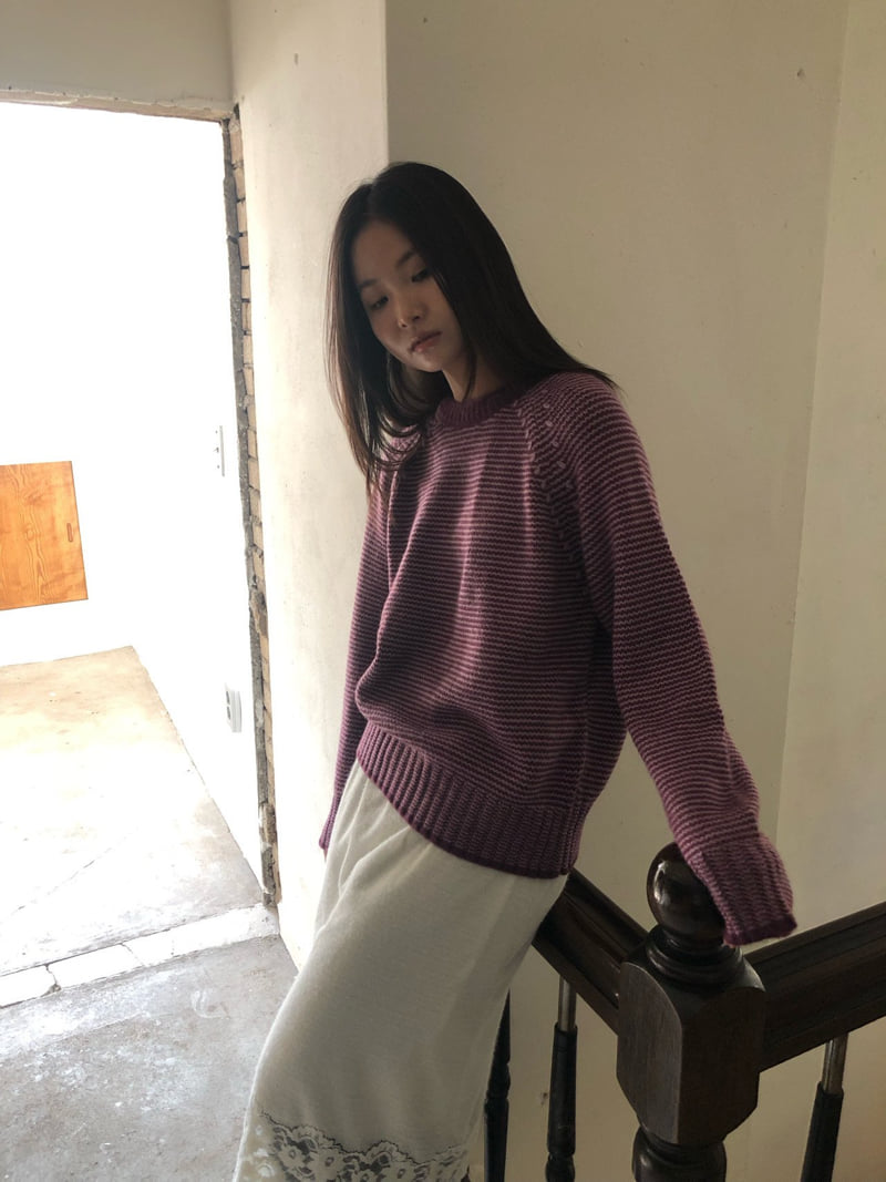 Flash - Korean Women Fashion - #momslook - Cover Stripe Knit - 3