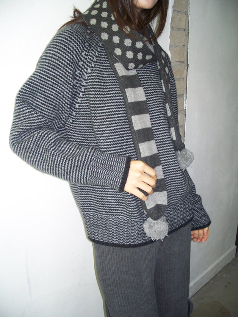 Flash - Korean Women Fashion - #momslook - Cover Stripe Knit - 9