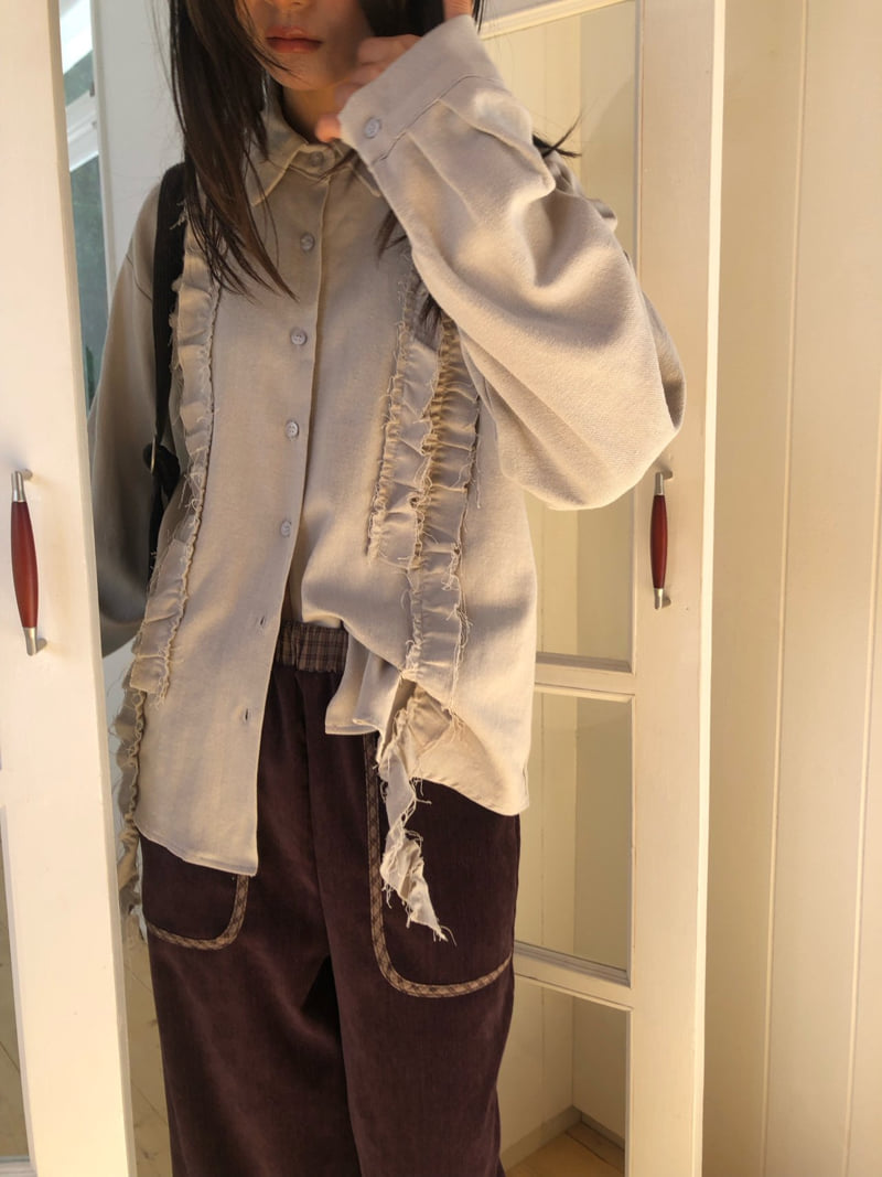 Flash - Korean Women Fashion - #restrostyle - Love Dusty Frill Shirt - 5