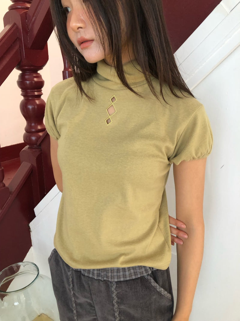 Flash - Korean Women Fashion - #romanticstyle - Dia Short Sleeve Turtleneck Tee - 7