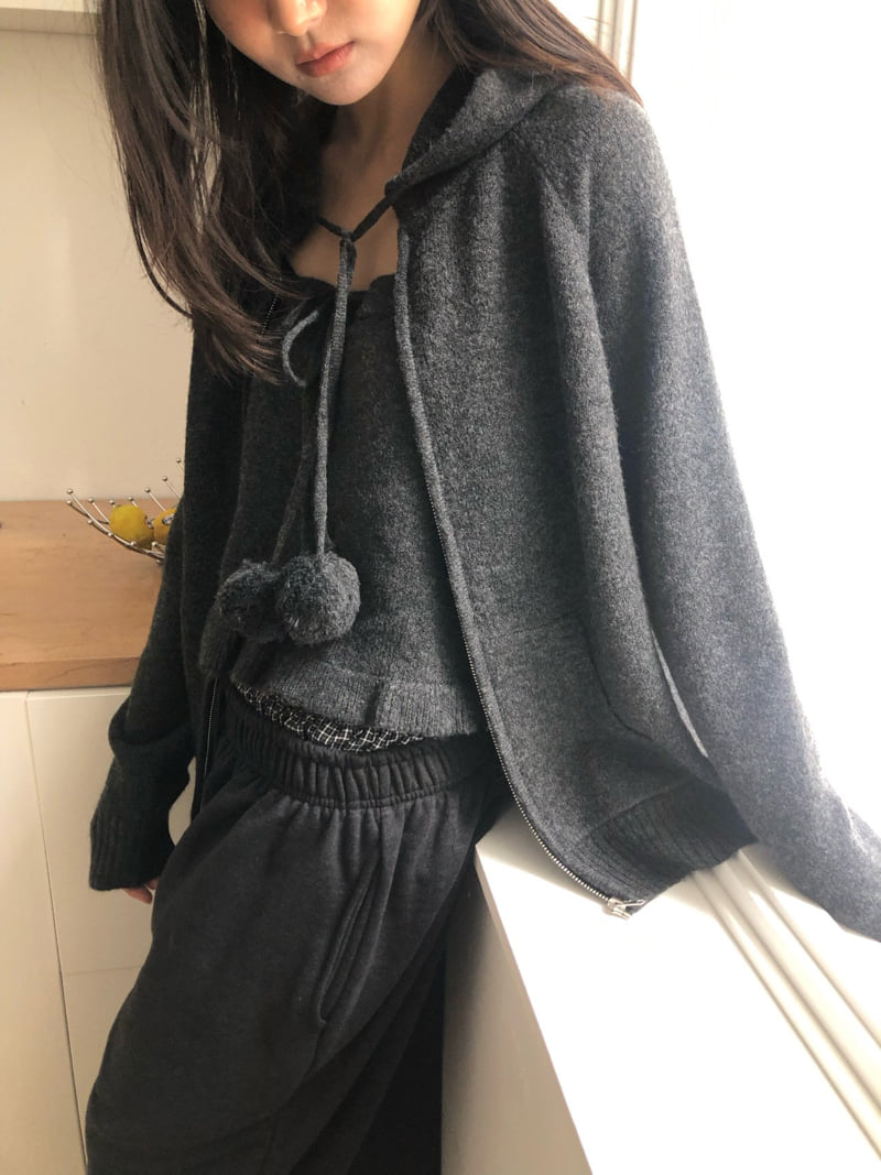 Flash - Korean Women Fashion - #shopsmall - Pom Pom Hood Zip-up - 12