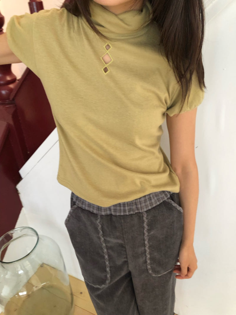 Flash - Korean Women Fashion - #thatsdarling - Dia Short Sleeve Turtleneck Tee - 9