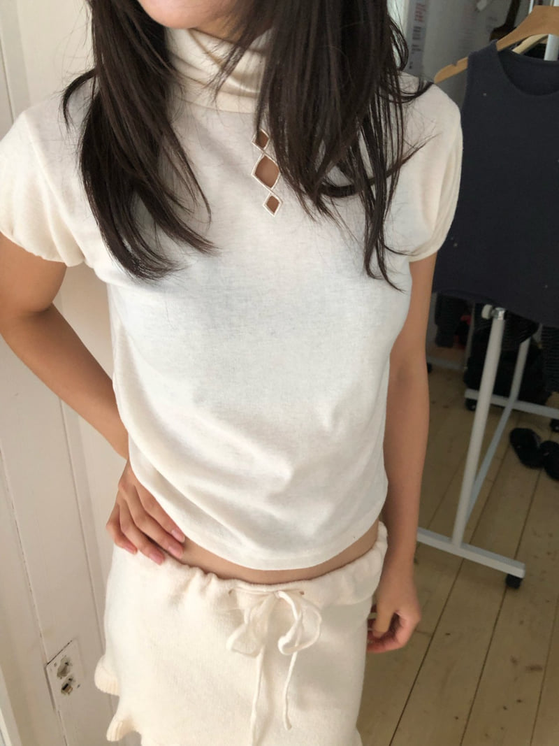 Flash - Korean Women Fashion - #vintageinspired - Dia Short Sleeve Turtleneck Tee - 3
